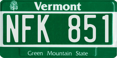 VT license plate NFK851