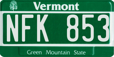 VT license plate NFK853