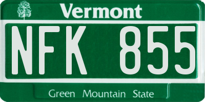 VT license plate NFK855