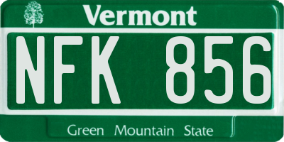 VT license plate NFK856