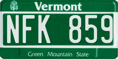 VT license plate NFK859