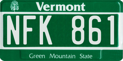 VT license plate NFK861