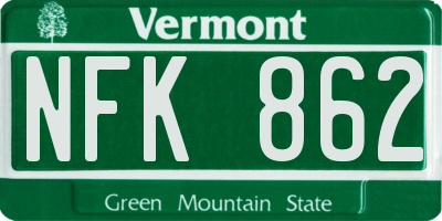 VT license plate NFK862
