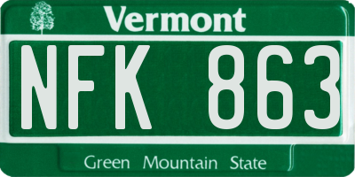 VT license plate NFK863