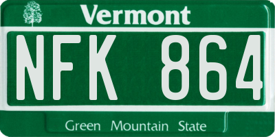 VT license plate NFK864