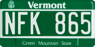 VT license plate NFK865