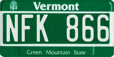 VT license plate NFK866