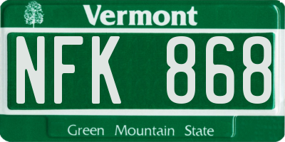 VT license plate NFK868