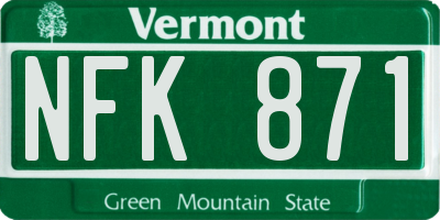 VT license plate NFK871