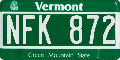 VT license plate NFK872