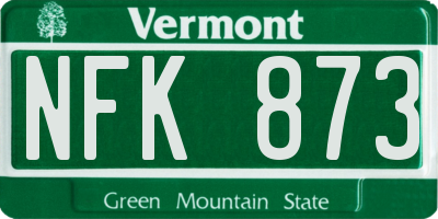 VT license plate NFK873