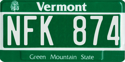 VT license plate NFK874