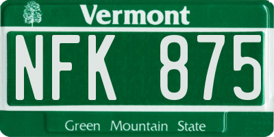 VT license plate NFK875