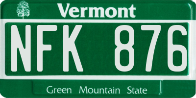 VT license plate NFK876