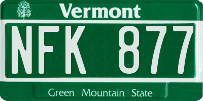 VT license plate NFK877