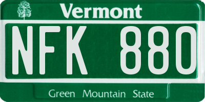 VT license plate NFK880