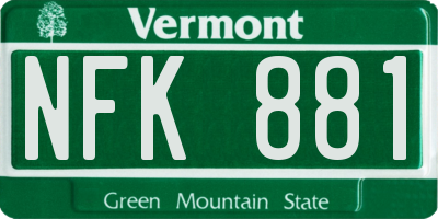 VT license plate NFK881