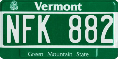 VT license plate NFK882