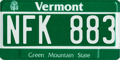 VT license plate NFK883