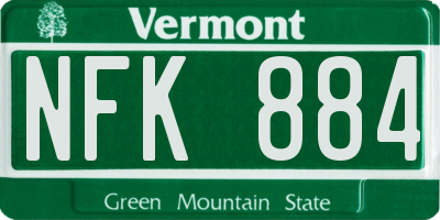 VT license plate NFK884
