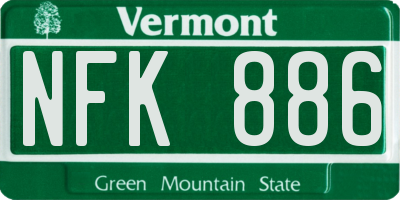 VT license plate NFK886