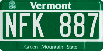 VT license plate NFK887