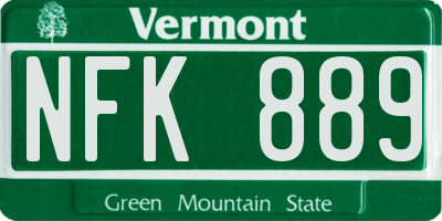 VT license plate NFK889