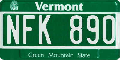 VT license plate NFK890