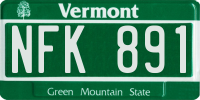 VT license plate NFK891