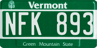 VT license plate NFK893