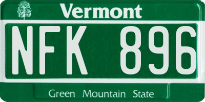 VT license plate NFK896