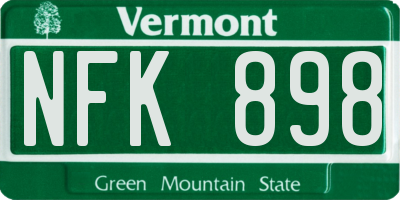 VT license plate NFK898