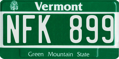 VT license plate NFK899