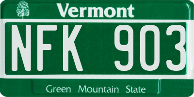 VT license plate NFK903