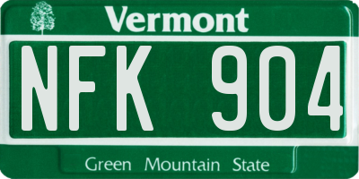 VT license plate NFK904