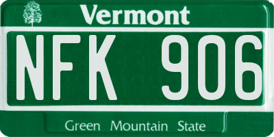 VT license plate NFK906