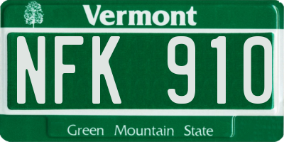 VT license plate NFK910