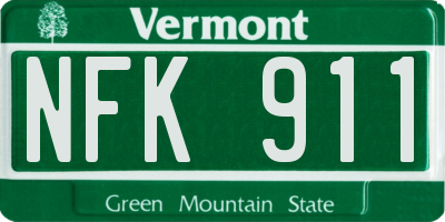 VT license plate NFK911