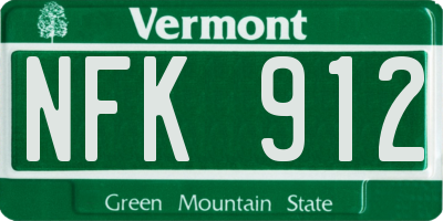 VT license plate NFK912