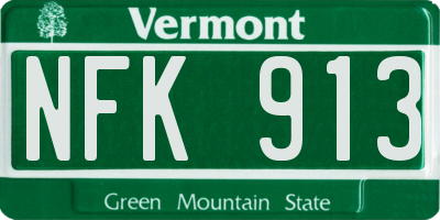 VT license plate NFK913