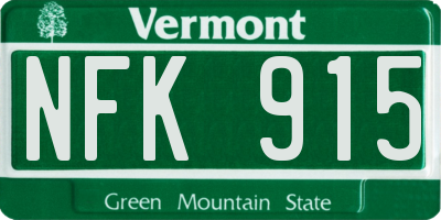 VT license plate NFK915