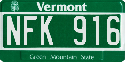 VT license plate NFK916