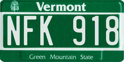 VT license plate NFK918