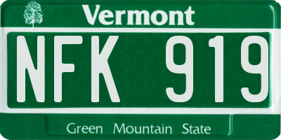 VT license plate NFK919