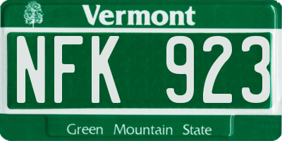 VT license plate NFK923