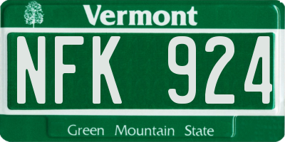VT license plate NFK924
