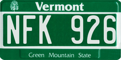 VT license plate NFK926