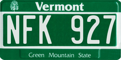 VT license plate NFK927