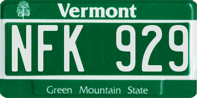 VT license plate NFK929