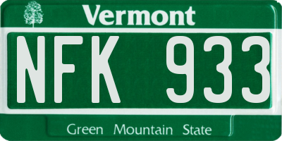 VT license plate NFK933